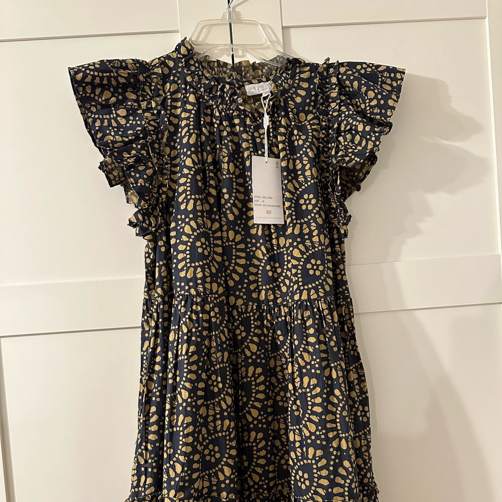 Caroline Constas Mini Dress - Navy and Gold, Size Medium, New with Tags
